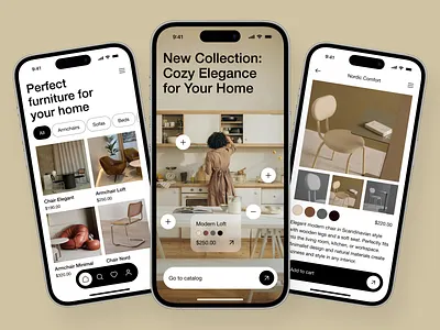 E-commerce AR Furniture App - Product Page app design app interface application ui augmented reality e commerce furniture app mobile app mobile app design mobile ui modern app ui popular product page retail ui design ui ux
