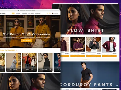 Gorur Ghash Website Redesign — Bold Design, Subtle Confidence adobe app redesign brand branding cards cloth clothing design ecommerce fashion figma graphic design landing page ui ux web website xd