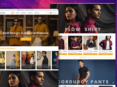 Gorur Ghash Website Redesign — Bold Design, Subtle Confidence adobe app redesign brand branding cards cloth clothing design ecommerce fashion figma graphic design landing page ui ux web website xd