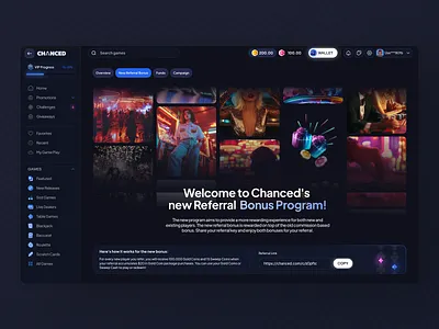 CHANCED - Social Casino Platform bet betting casino casino dashboard design casino landing page casino platform casino website design crypto casino gambling gambling landing page game game design gaming landing page online casino online game poker slots spin
