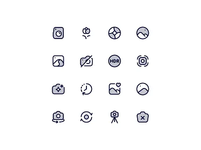 Neaticons Camera, Image Icons - Duotone Style branding camera camera smart design gallery icon icon pack iconography icons image iso macro neaticons timelapse ui