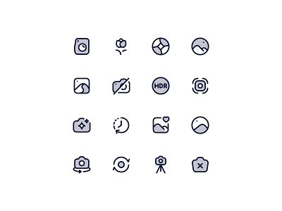 Neaticons Camera, Image Icons - Duotone Style branding camera camera smart design gallery icon icon pack iconography icons image iso macro neaticons timelapse ui