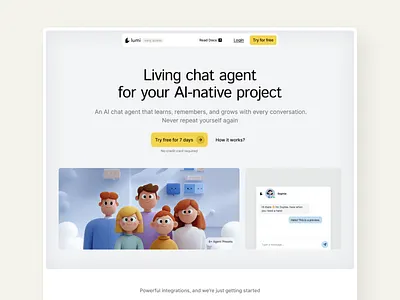 Lumi - Chat Agent 3d ai animation branding chatbot graphic design landingpage producthunt ui