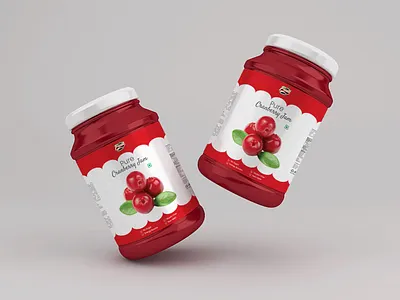 Cranberry Jam Jar Label Design (Unused) berries cranberry food fresh fruit graphic design healthy jam jar jar jar jar label design jelly label label design labeling packaging packaging design product design pure red