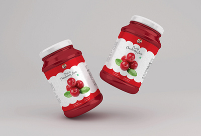 Cranberry Jam Jar Label Design (Unused) berries cranberry food fresh fruit graphic design healthy jam jar jar jar jar label design jelly label label design labeling packaging packaging design product design pure red