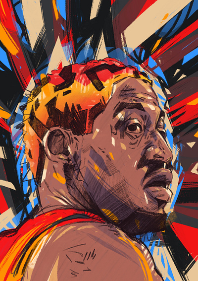 The Worm basketball basketball illustrated character chicago chicago bulls design illustration illustrator legend nba nba basketball nba illustrated nba illustrations people portrait portrait illustration procreate rebound rodman the worm