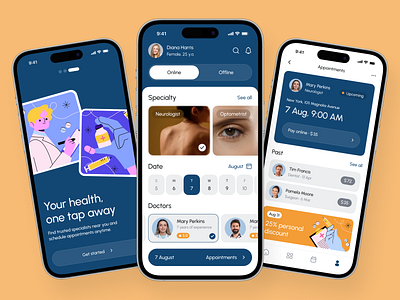 Telehealth Consultation Booking App app app design app interface application ui booking app calendar ui healthcare ios medical app mobile mobile app design mobile app ui mobile ui modern ui popular telehealth app ui design ui ux design