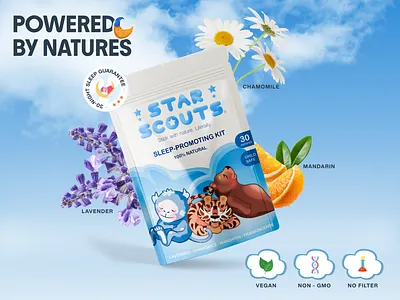 Star scout's infographic branding child safe design graphic design health illustration infographic kids care kids sleep natural natural sleep packaging product infographic sleep sleep promoting kits toddler care ui uiux ux
