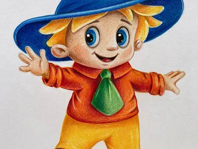 Fabulous character - Dunno cartoon character fairy tale inquisitive pencil drawing shorty