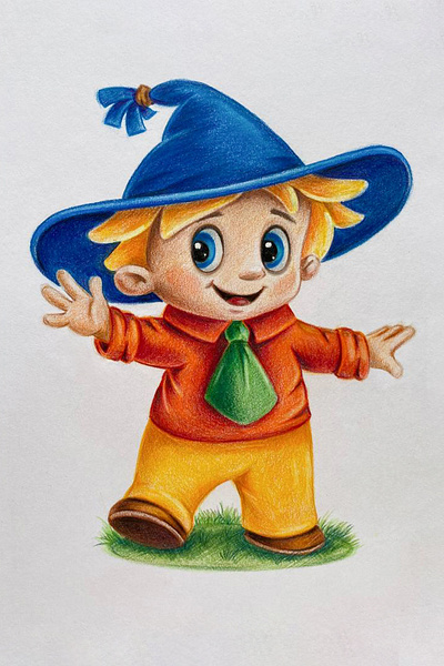 Fabulous character - Dunno cartoon character fairy tale inquisitive pencil drawing shorty