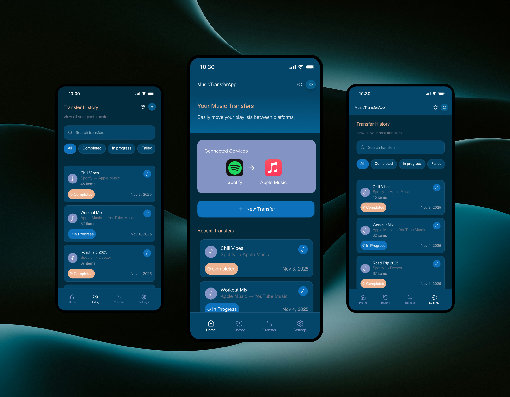TransferMusicApp concept concept darkmode design ios lightmode mobile mobile design music transferapp ui ux