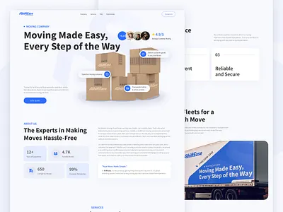 ShiftEase Website Design delivery design express landing page landing page design moving company ui ui design web design website website design