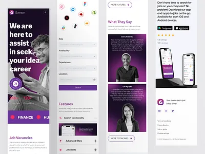 Gawean: Landing Page (Responsive) app career design job landing mobile mockup networthy new opportunity page popular premium responsive trending ui ux view website work