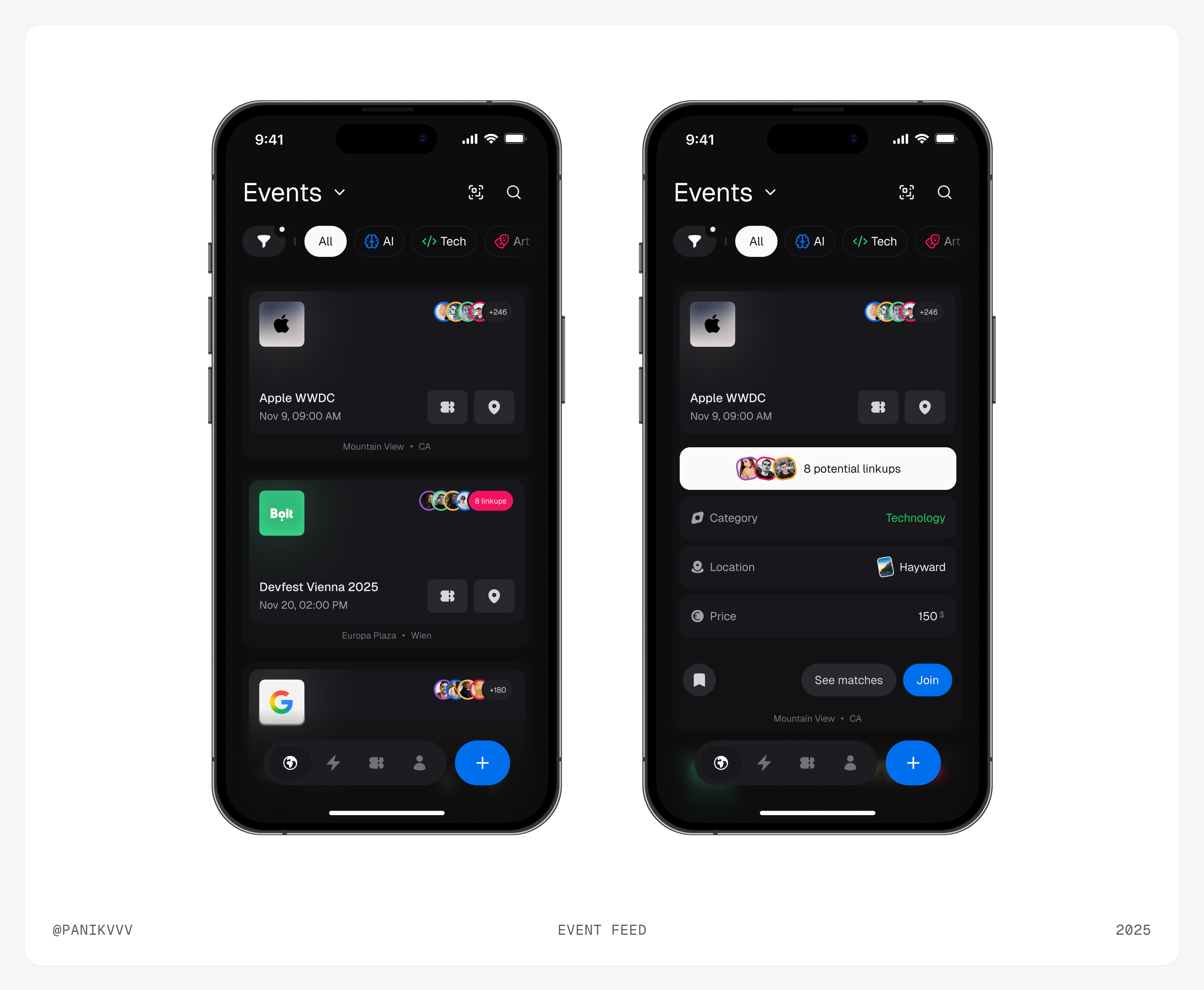 Event feed 🧊 app design app ios event event app event design event feed event feed ios event management events ios app ios ui