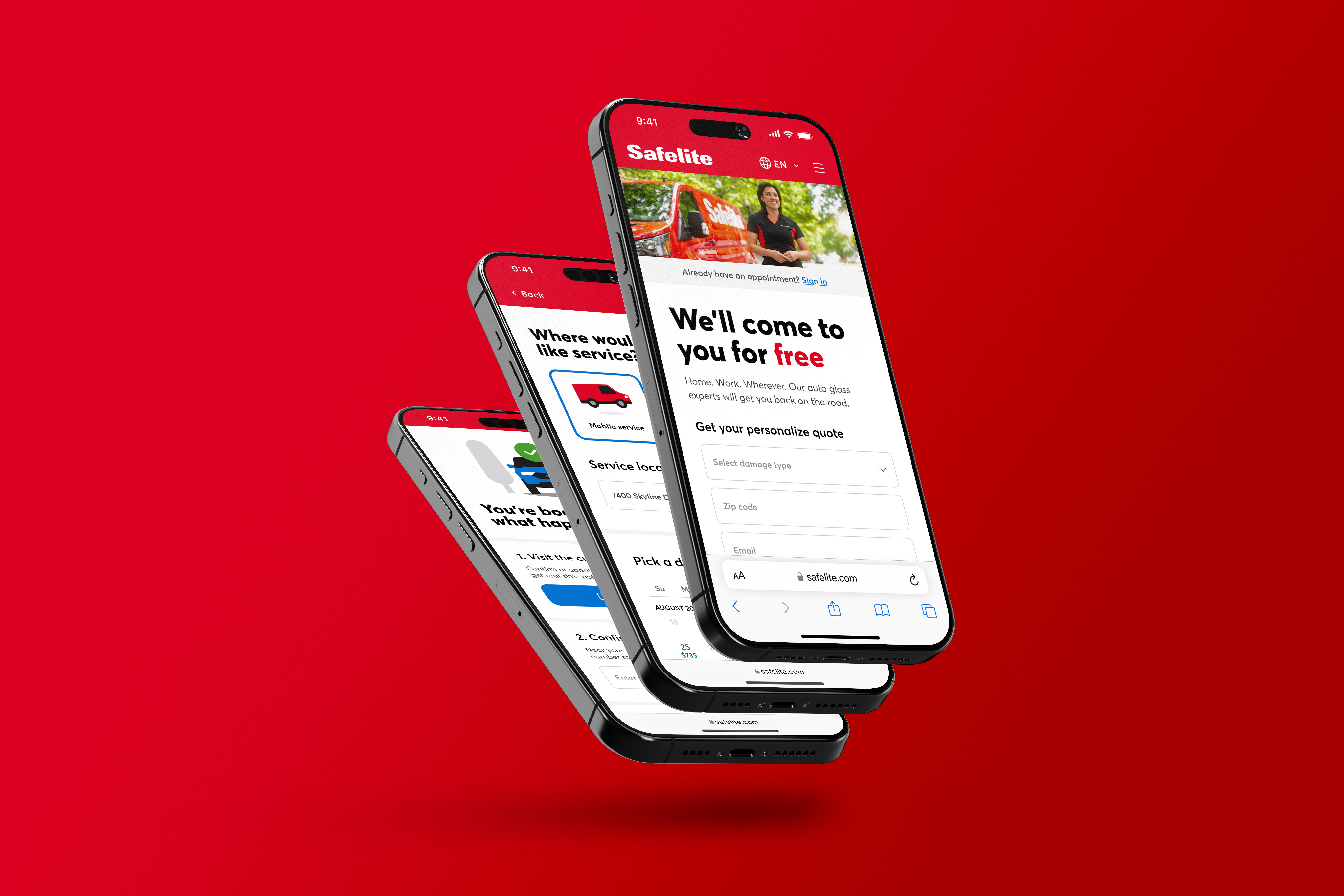 Safelite Booking Site booking funnel illustration mobile product design ui ux website