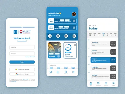 CampusSync – Smart University Companion android attendanceapp campusapp cleanui dailyui dashboard dribbble edtech education figma ios mobileappdesign school timetable ui uidesign ux uxdesign