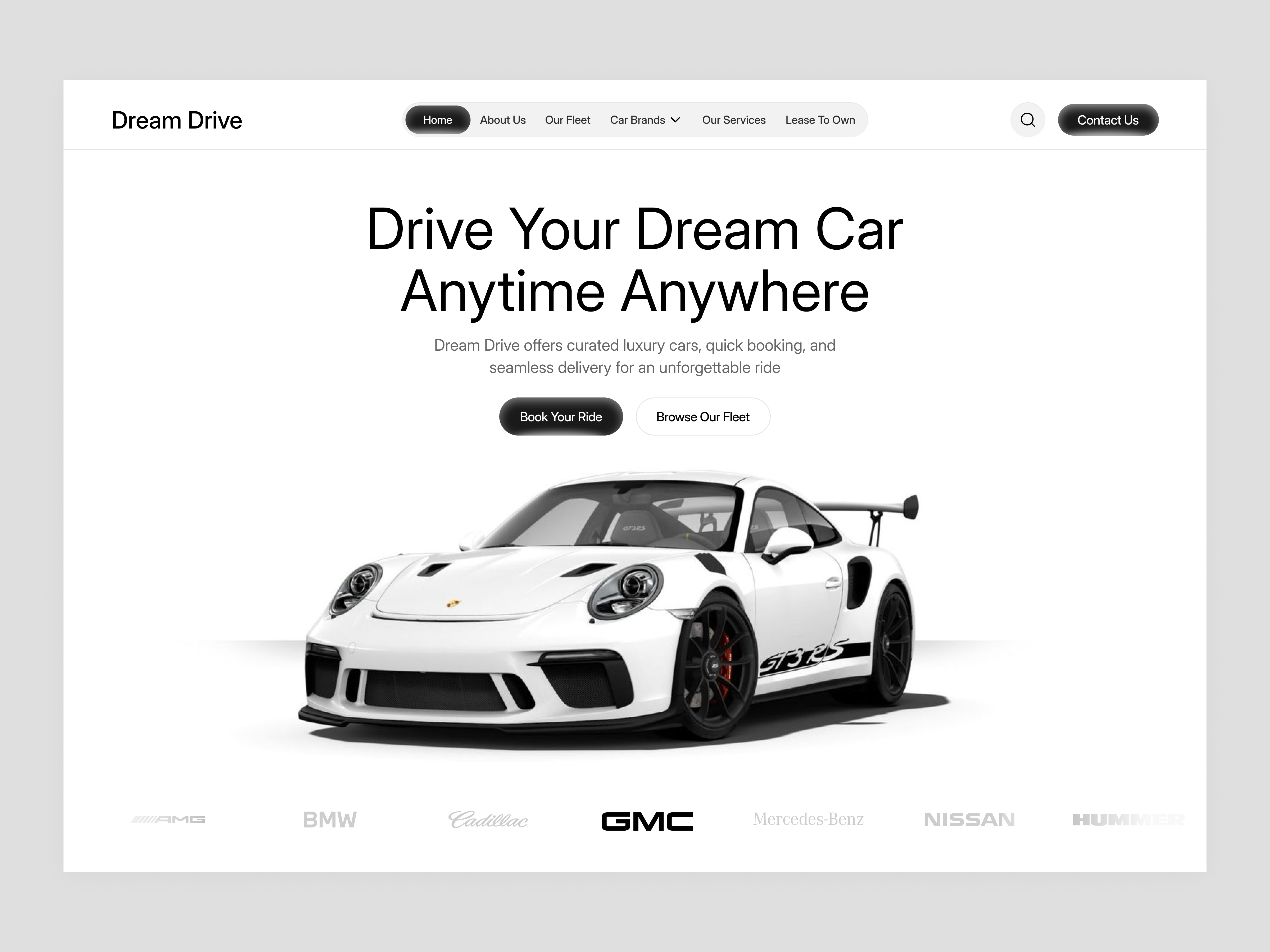 Example of Luxury Car Rental Website Design 