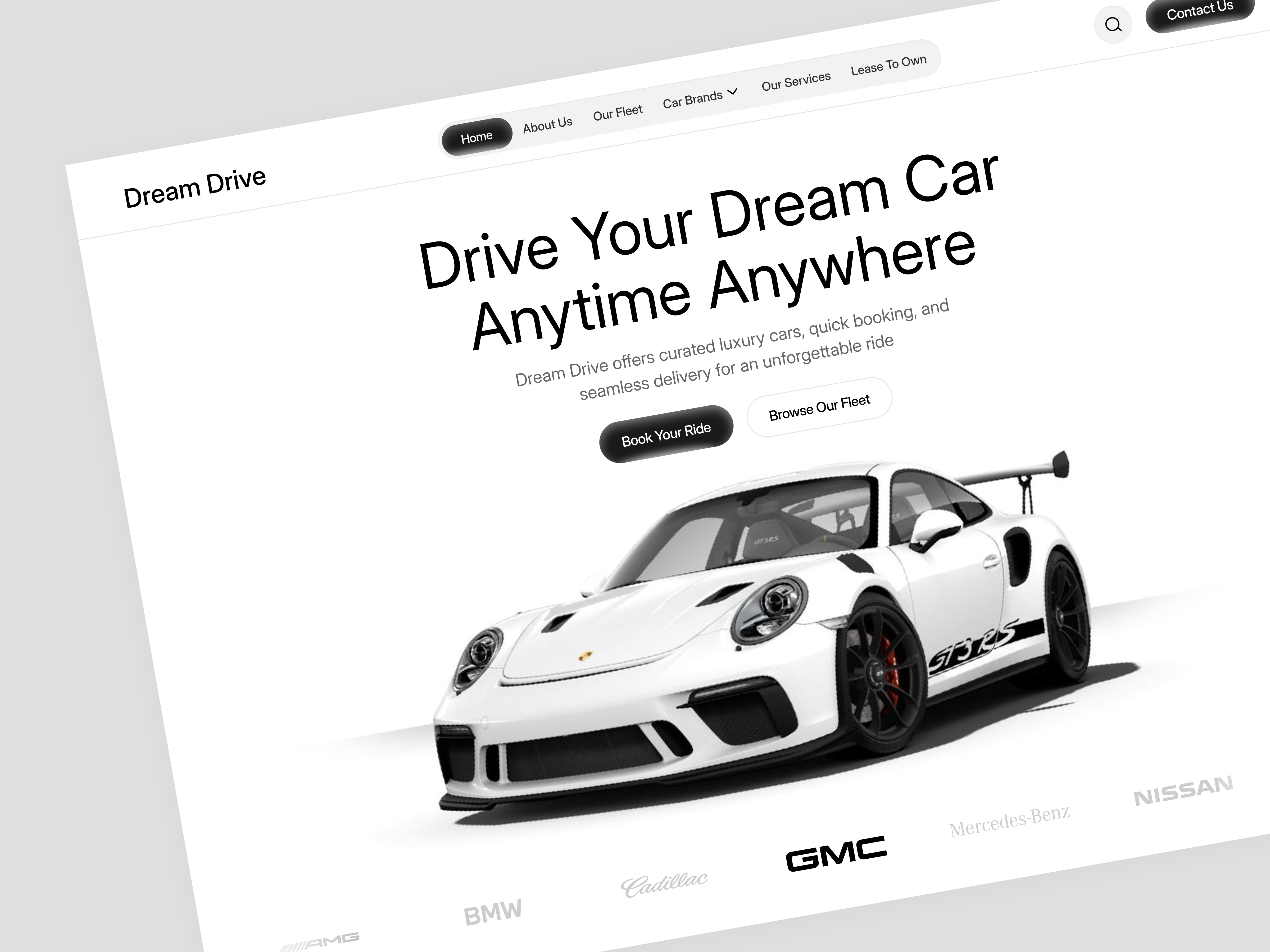 Example of Luxury Car Rental Website Design 