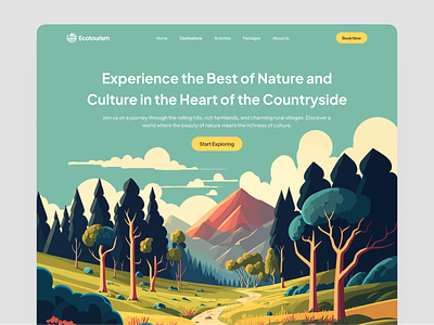 Ecotourism - Travel Landing Page (Hero) adventure design destination explore figma forest hero illustration journey landingpage mountain tour tourism travel traveling trip ui vacation web website