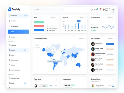 ✦ Dashly — CRM Dashboard branding creative dashboard dashboarddesigner dashboardesign design figma figmadesigner logo ui ux