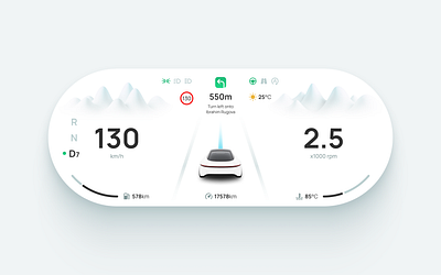 Car Dashboard - Modern UI blue car cluster dashboard green map modern navigation ui