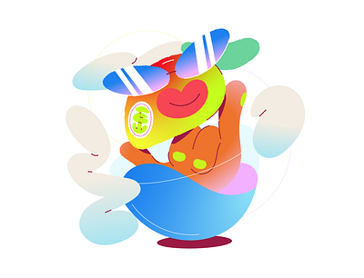 Mango Tango 2d art branding character color cup cute dring dynamic fruit funny gradients graphic design illustration kawaii mango simple sticker tea vectorart