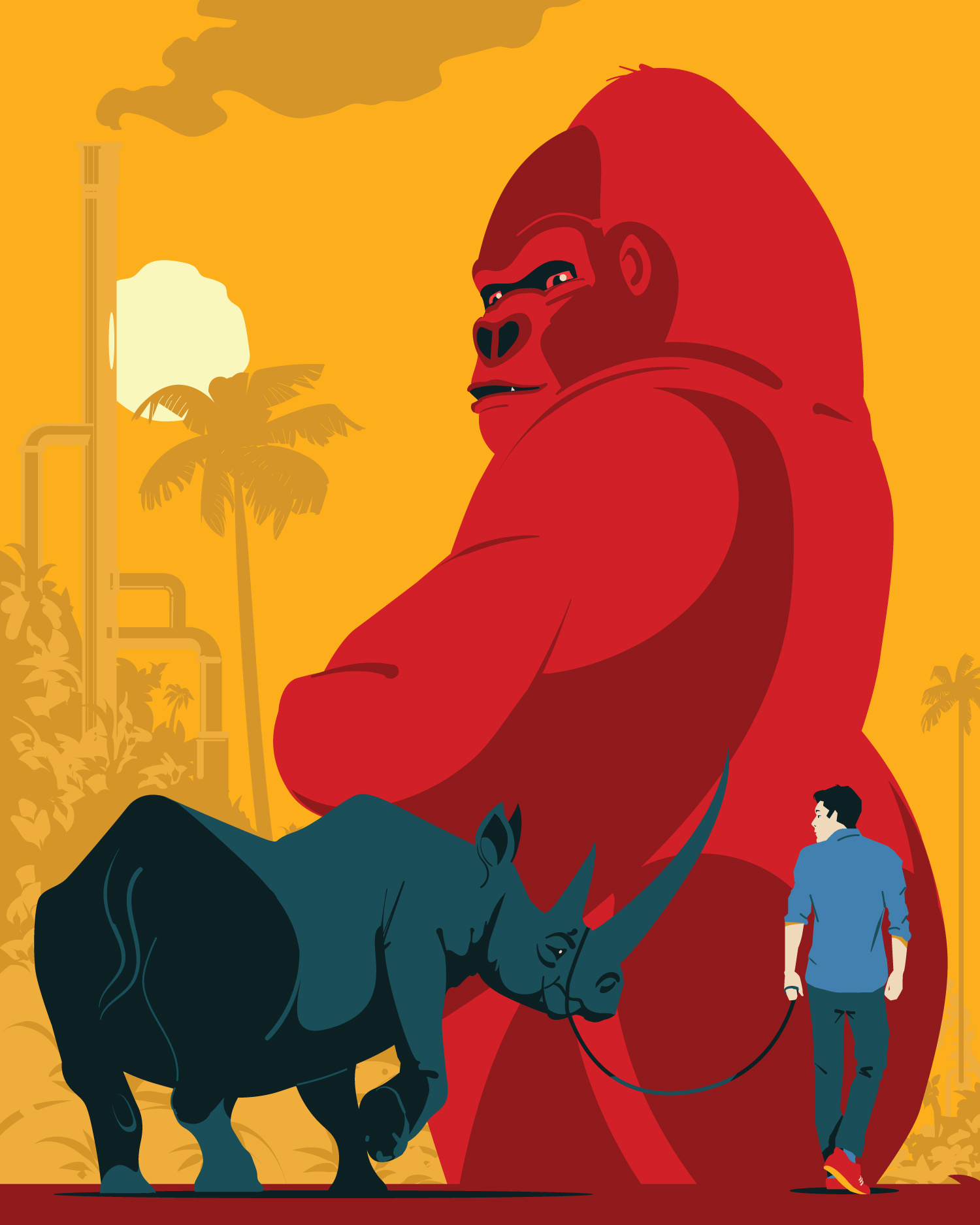 Agreement animal digitalart gorilla illustration illustrator red rhino vector wildlife
