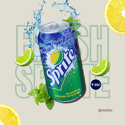 Fresh Sprite — Poster Design 🍋✨ 3d branding brandposter creativedesign dailydesignchallenge designpractice dribbbleportfolio graphicdesign motion graphics packagingdesign portfolioshowcase posterdesign productdesign spriteposter ui visualdesign