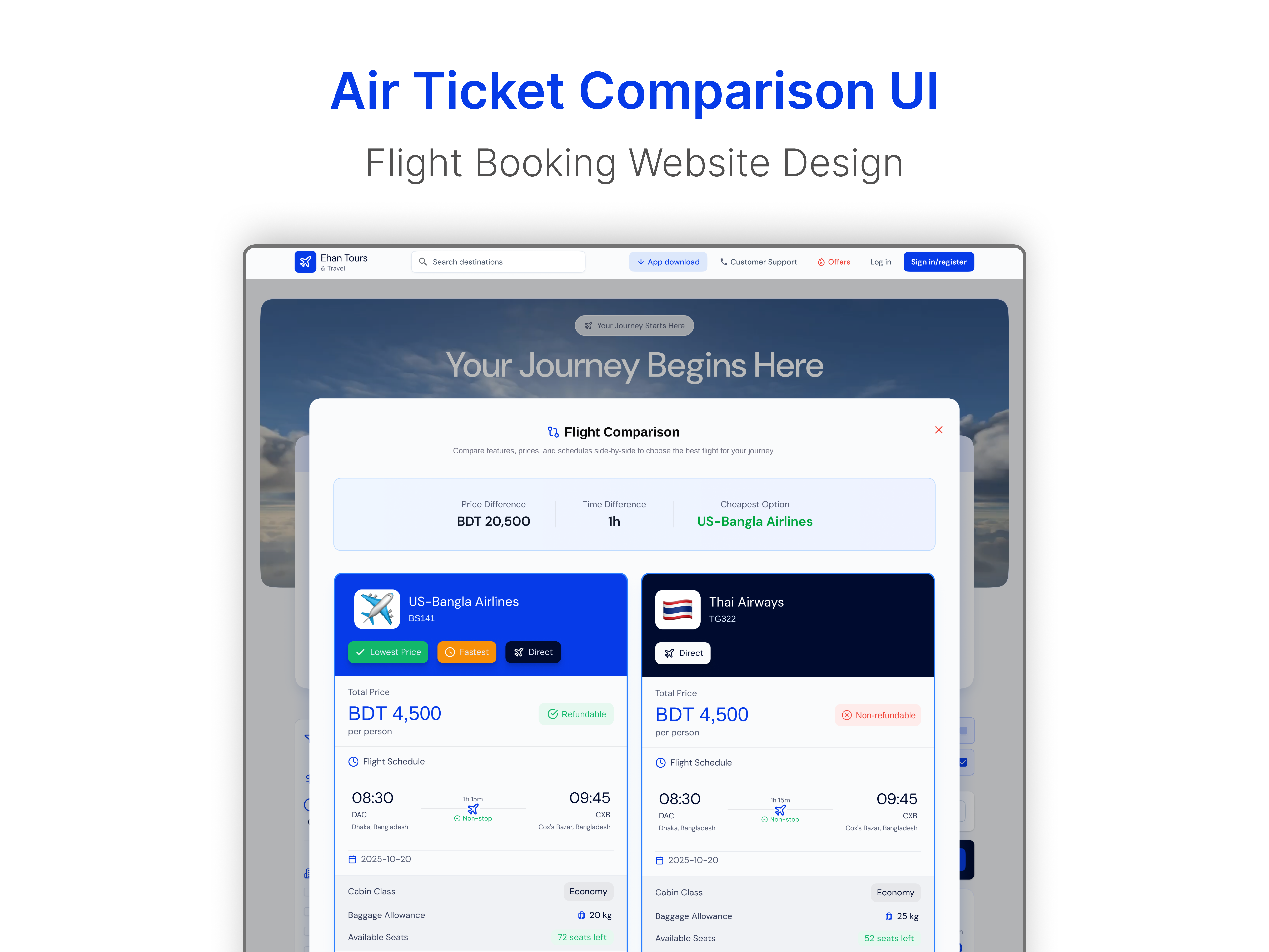 ✈️ Air Ticket Comparison UI airticket flightcomparison ui webi site design