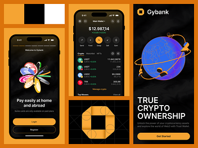 Gybank - Crypto Wallet Mobile App app app payment bank banking banking app crypto crypto wallet design finance finance app fintech mobile mobile app money onboarding transaction transfer ui ux wallet