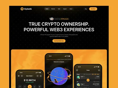 Gybank - Crypto wallet Landing app app payment bank banking banking app crypto crypto wallet design finance finance app fintech landing money transaction transfer ui ux wallet web website