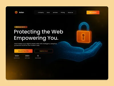 Axion — Modern Cybersecurity Hero Section UI 3d animation branding cybersecurity cybersecuritywebdesign design graphic design illustration logo motion graphics ui ui design ux design vector website deisgn