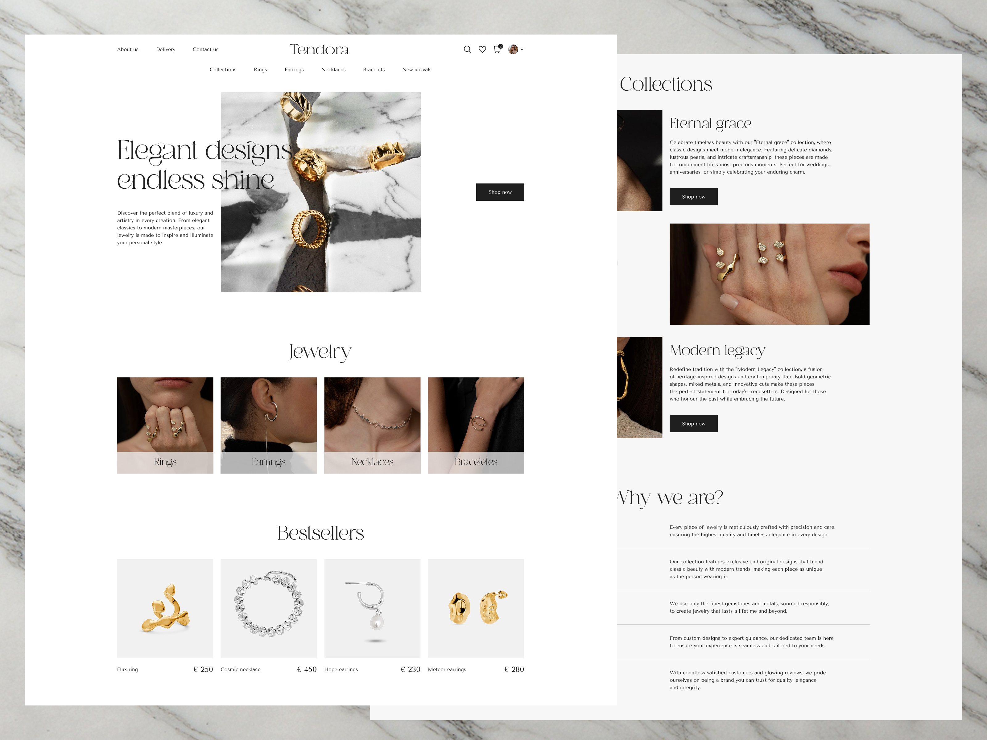 Tendora – Website concept for jewelry store figma jewelry e commerce store jewelry store ui ux web design