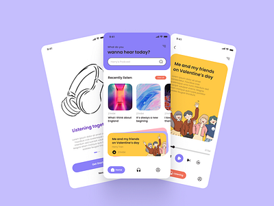 Podcast for teenager concept app design illustration mobile podcast ui ux