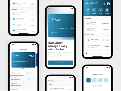 uPocket - Digital Wallet App card clean ui finance finance app finance ui design mobile ui product design transfer ui ui design uiux uiux design wallet wallet app wallet design