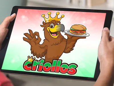 Happy Eagle Logo Design, Custom Bird Mascot for Food Branding beehaya bird branding burger cartoon character custom design eagle food happy illustration label logo mascot okay sign packaging vector