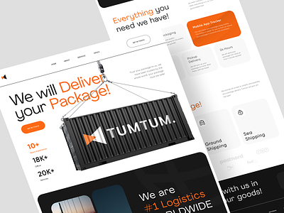 TUMTUM - Logistics Landing Page airfreight cargo company container courrier delivery homepage landing page logistics package parcel shipment shipping shipping container shipping tracking transportation web web design website website design