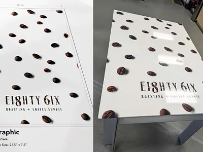 EI8HTY 6IX Table Art Designed & Installed by Candice Desjarlais application graphics graphic design installation print production