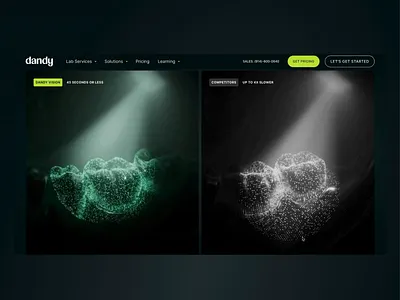 Vision by Dandy - product comparison 3d 3d animation 3d scroll 3d website animation competitors data visualisation dental healthcare landing page product scroll tooth ui website wellness