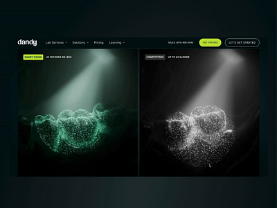 Vision by Dandy - product comparison 3d 3d animation 3d scroll 3d website animation competitors data visualisation dental healthcare landing page product scroll tooth ui website wellness