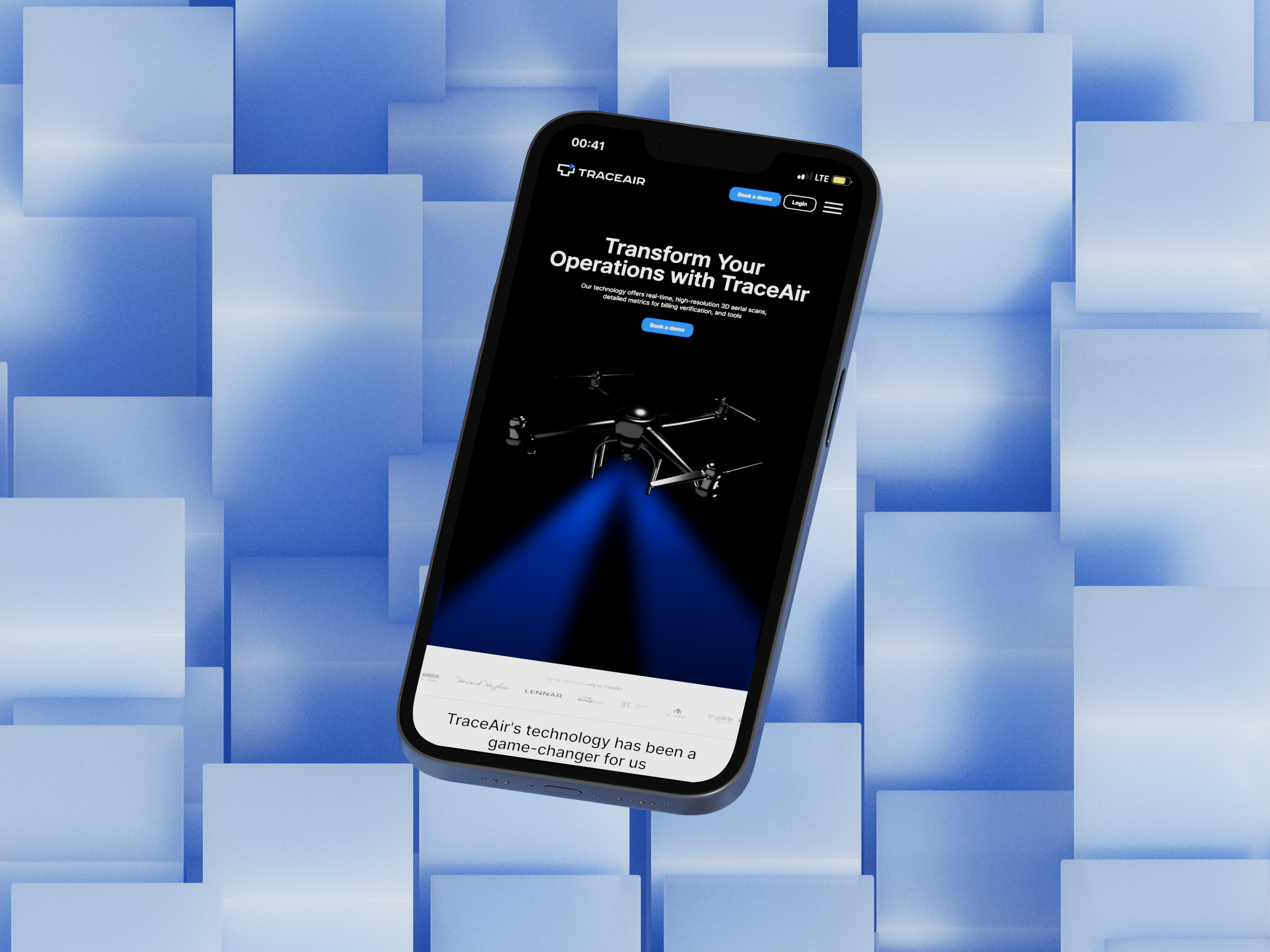 Trace Air Website 3d cinema 4d ui web design