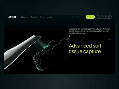 Dandy Vision Scanner 3d 3d animation 3d website animation dental dentist healthcare hotspot landing page product page product visualisation scanner scroll tooth ui website wellness