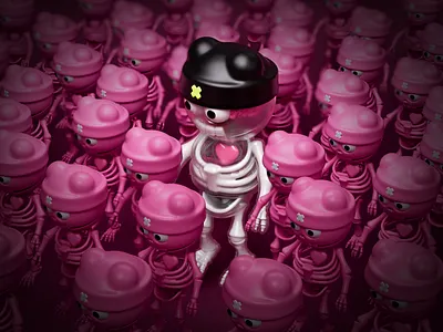 Transparent 3D Skeleton 3d art character cinema 4d design pink redshift render skeleton transparent