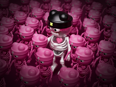 Transparent 3D Skeleton 3d art character cinema 4d design pink redshift render skeleton transparent