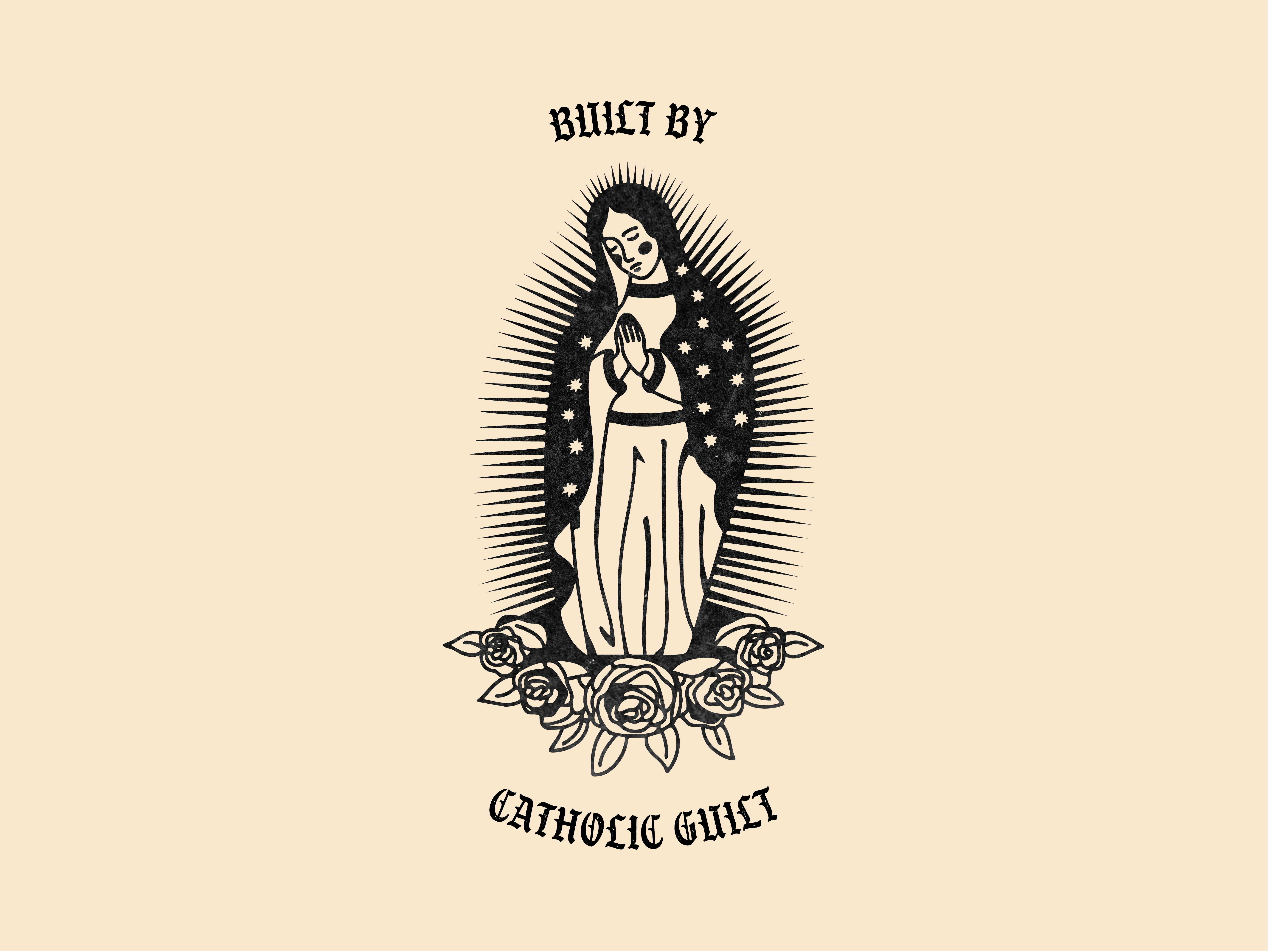 ♰ Built by catholic guilt ♰ built guilt illustration mary pray religion