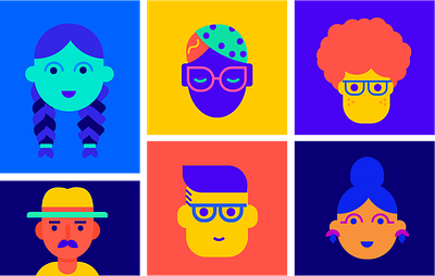 Anthology Illustrations color pop colorful faces geometric illustration people people illustration simple illustrations vector illustrations vectors