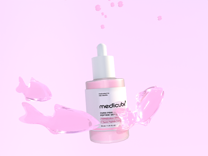 Salmon DNA Skincare – 3D Concept for Medicube 3d 3d design 3d product cinema 4d cosmetics k beauty korean skincare medicube product visualization skincare ad