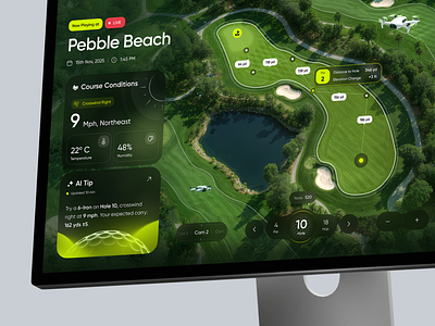 GolfX Dashboard - Golf Course Analysis Display ai aidesign artificial intelligence dashboard datavisualization designconcept display golf golfsystem inspiration minimalism panel dashboard product design sportstech technology ui design uiux ux design web app