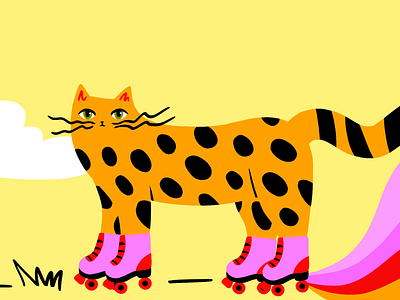 Roller Skate Kitty Animation 2d animation animation artwork cat character colorful digital illustration frame per frame fun gif graphic design illustration illustrator roller skates