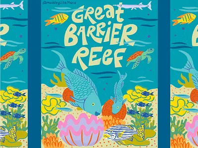 Great Barrier Reef illustration australia childrens book colorful coral fish great barrier reef illustration nature ocean outdoors plants reef sea seafood travel tropical turtle under water water